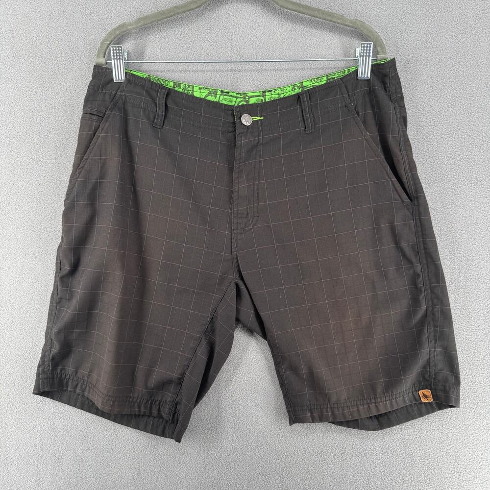HippyTree Nomad Division Shorts Men 34 Black Plaid Designed in California Casual